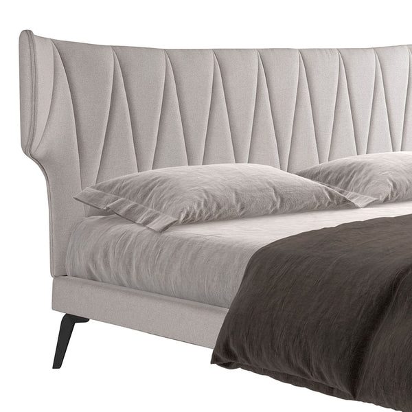 Light gray fabric bed