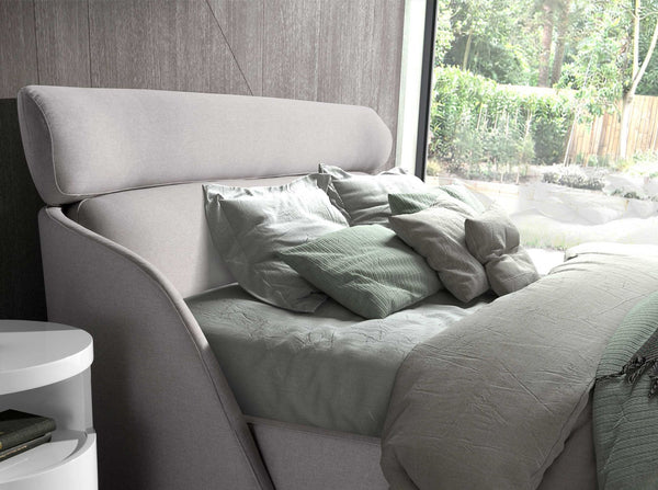 Light gray fabric bed