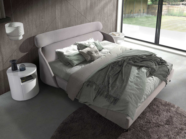Light gray fabric bed