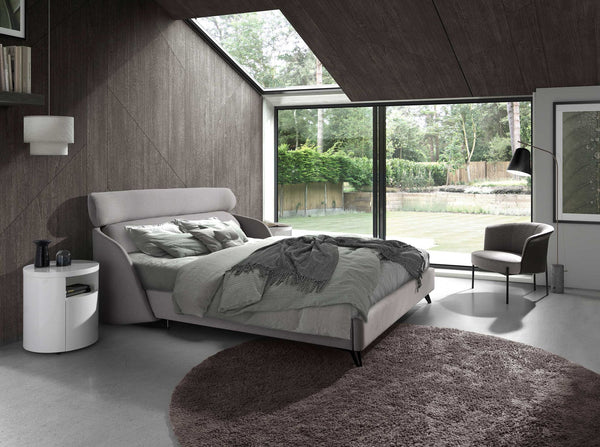Light gray fabric bed