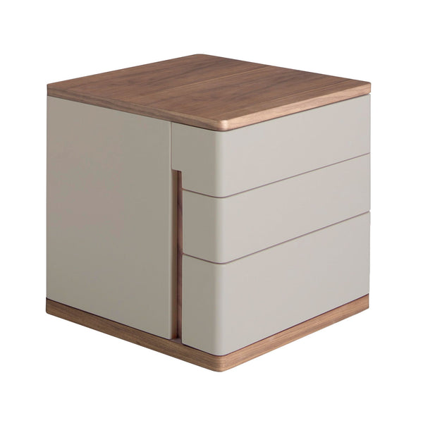 Bedside table in gray and walnut wood