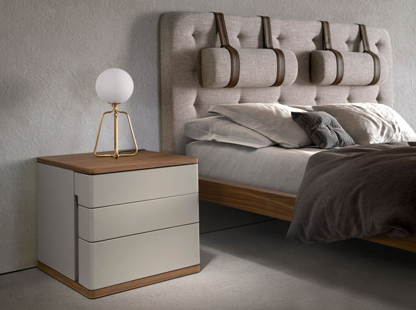 Bedside table in gray and walnut wood