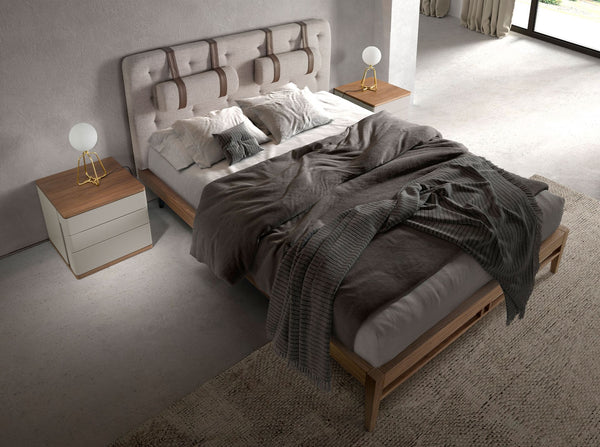Bedside table in gray and walnut wood
