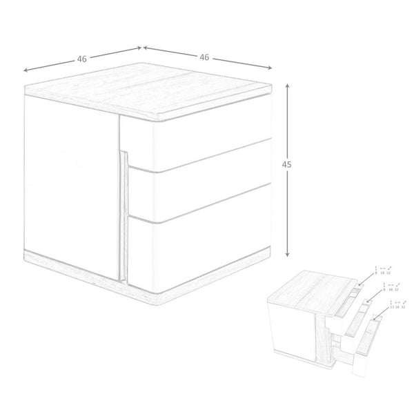 Bedside table in gray and walnut wood
