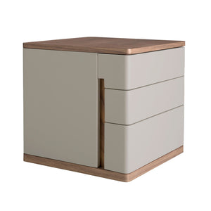 Bedside table in gray and walnut wood