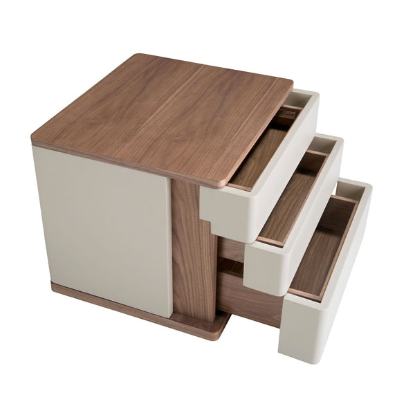 Bedside table in gray and walnut wood