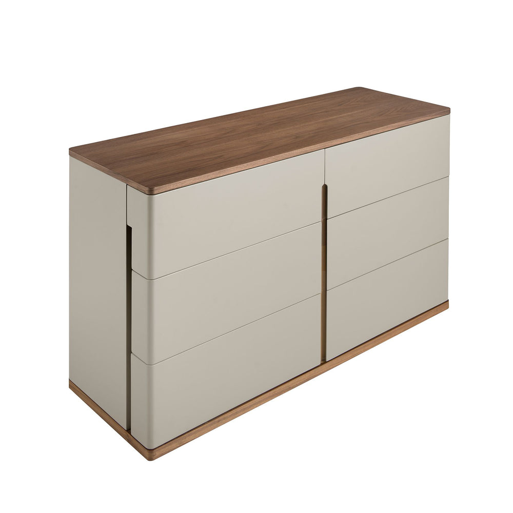 Chest of drawers in gray and walnut wood