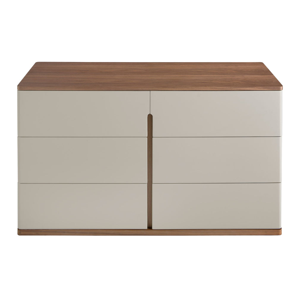 Chest of drawers in gray and walnut wood