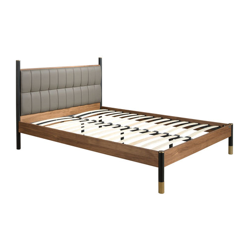 Dark gray leather bed