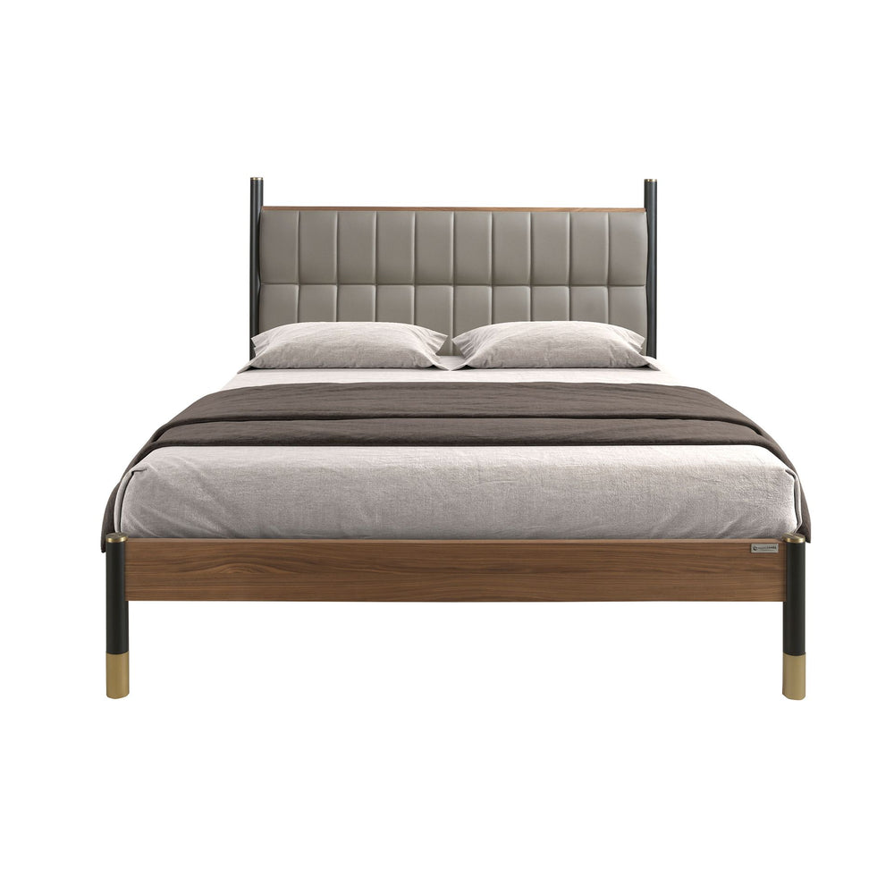 Dark gray leather bed