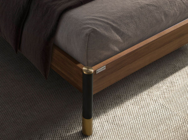Dark gray leather bed