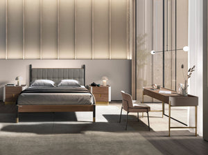 Dark gray leather bed