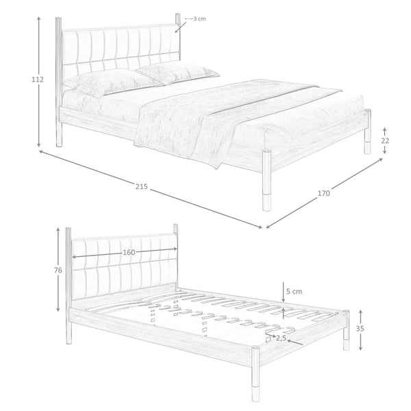 Dark gray leather bed