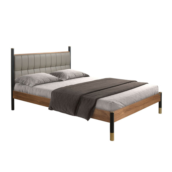 Dark gray leather bed