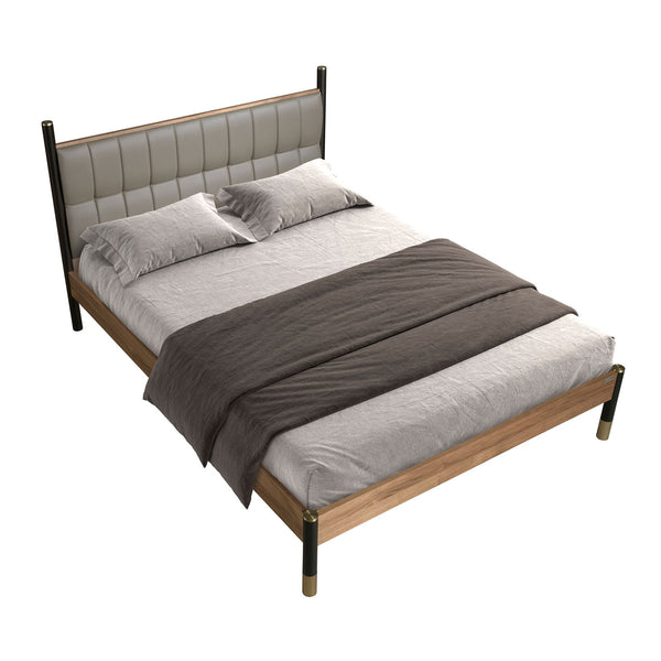 Dark gray leather bed