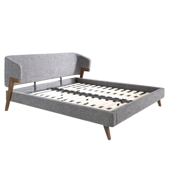 Gray fabric bed