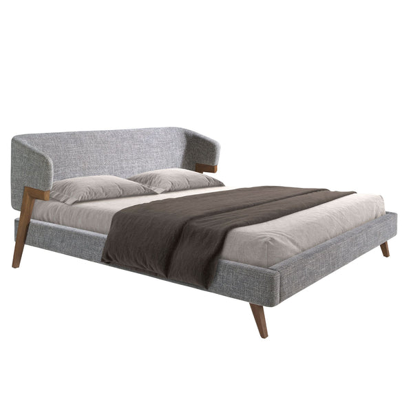 Gray fabric bed