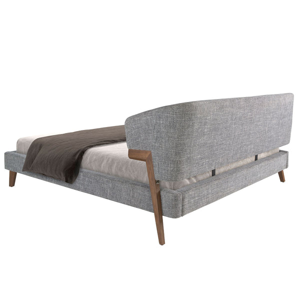 Gray fabric bed