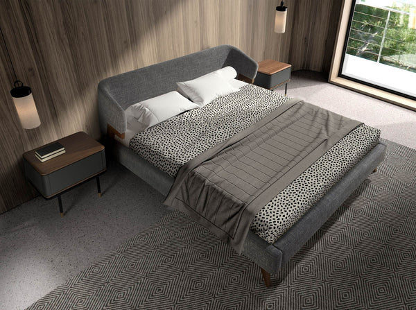 Gray fabric bed