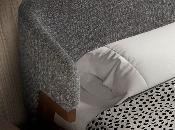 Gray fabric bed