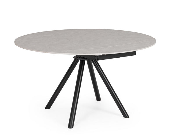 Extendable Round Dining Table 87–135 cm Black and Light Grey Finish