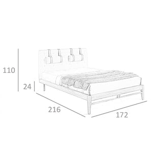 Tufted bed in gray fabric
