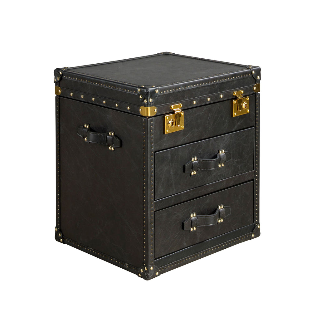 Black leather trunk