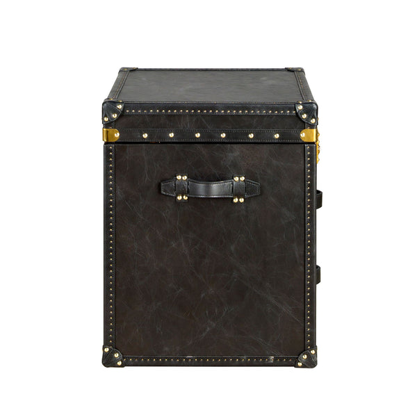 Black leather trunk