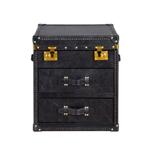 Black leather trunk