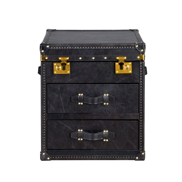 Black leather trunk
