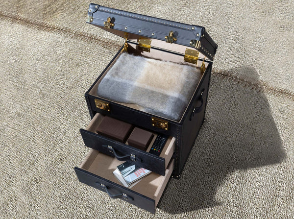 Black leather trunk