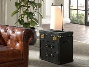 Black leather trunk