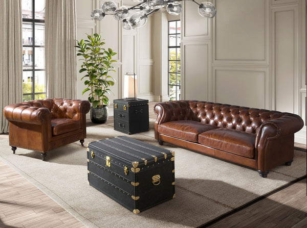 Black leather trunk