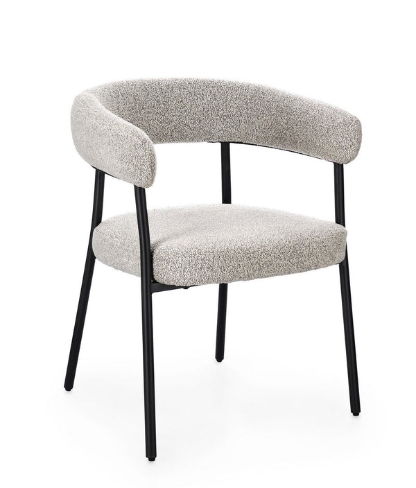 Dining Chair Black and Taupe Upholstered