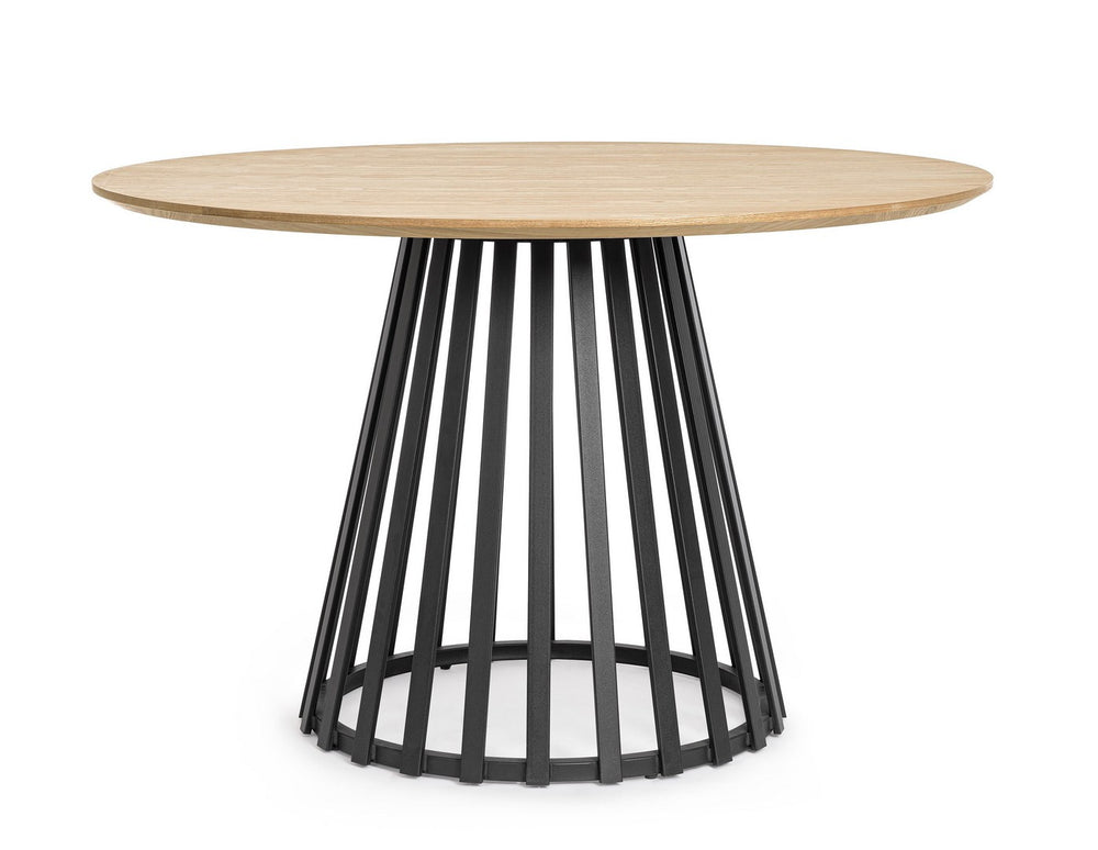 Round Dining Table Ø120 cm Black and Natural Finish