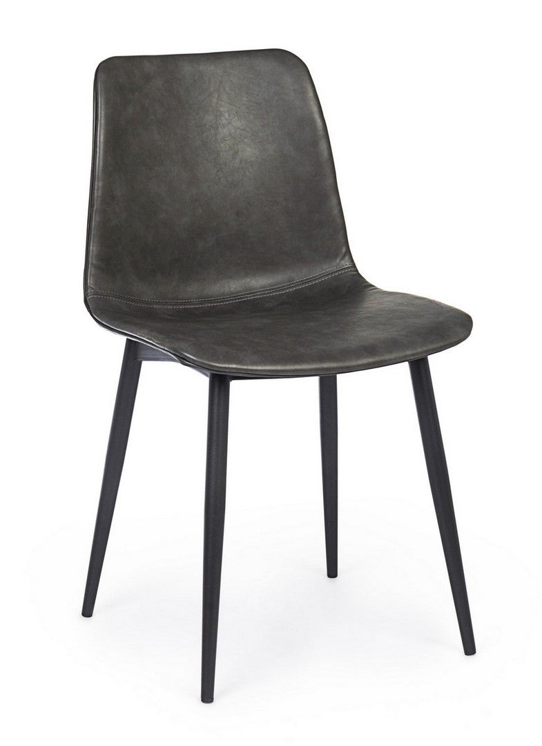 Dining Chair Anthracite PU Leather Vintage