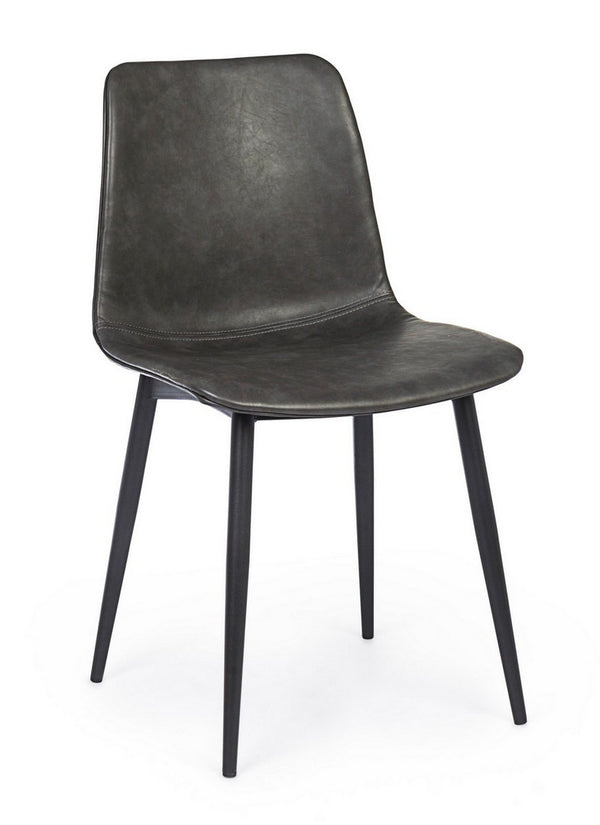 Dining Chair Anthracite PU Leather Vintage