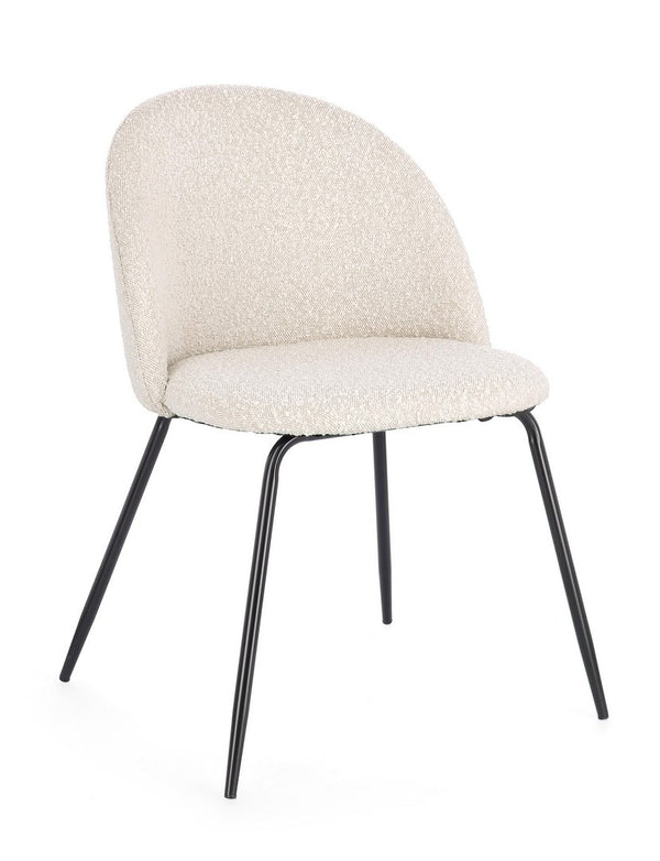 Dining Chair Black and Ivory Upholstered