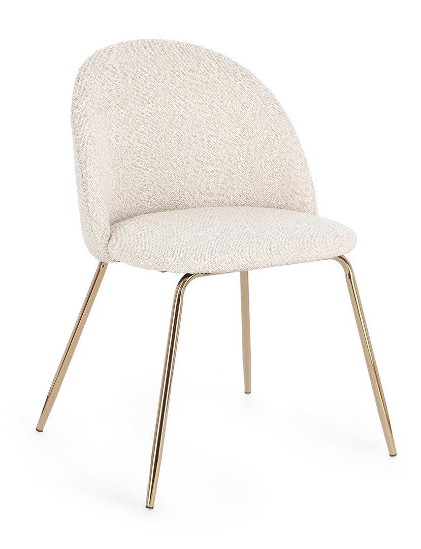 Dining Chair Gold and Ivory Upholstered