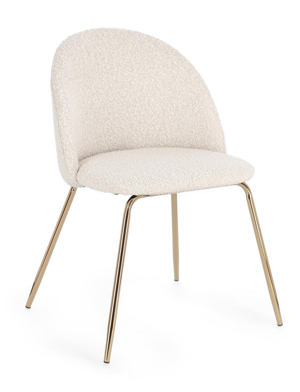 Dining Chair Gold and Ivory Upholstered