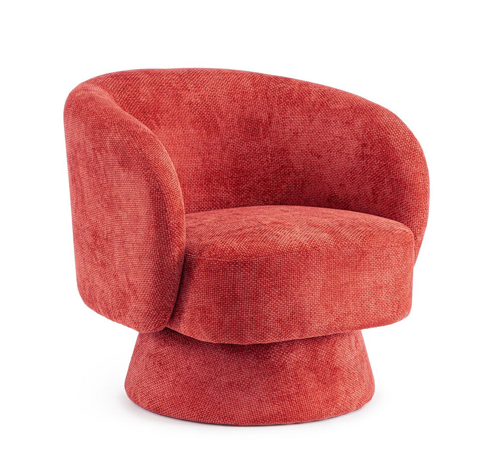 Swivel Armchair Cherry Upholstered
