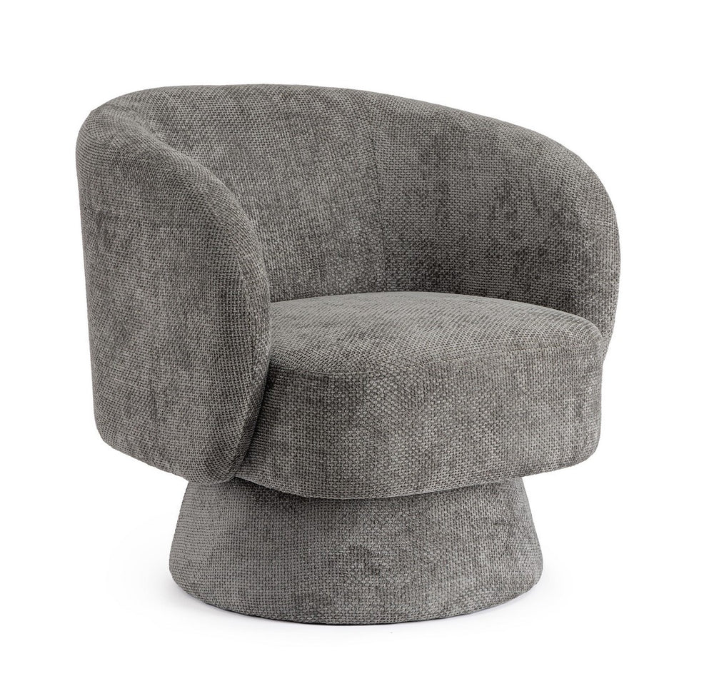 Swivel Armchair Dark Grey Upholstered