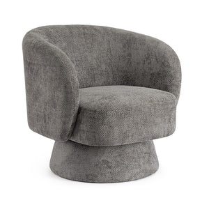 Swivel Armchair Dark Grey Upholstered