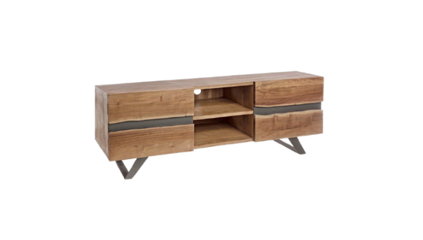 Modern 2-Door Low Cabinet for Living Room Storage