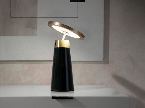 Black marble and gold steel table lamp