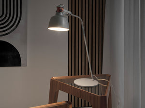 Table lamp in gray steel with bronze details
