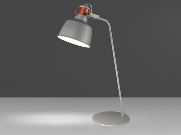 Table lamp in gray steel with bronze details