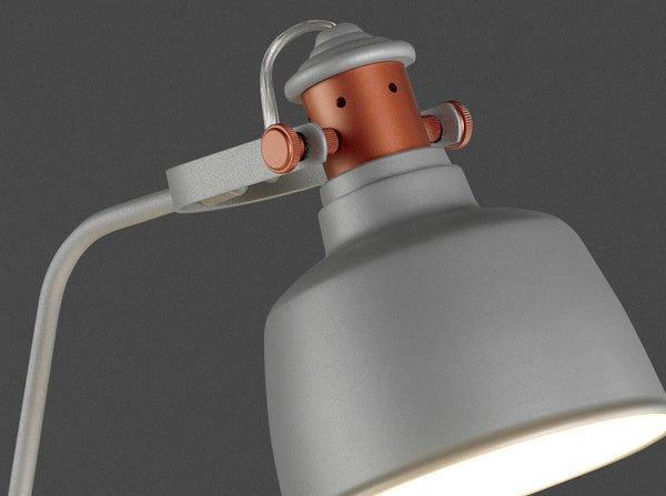 Table lamp in gray steel with bronze details