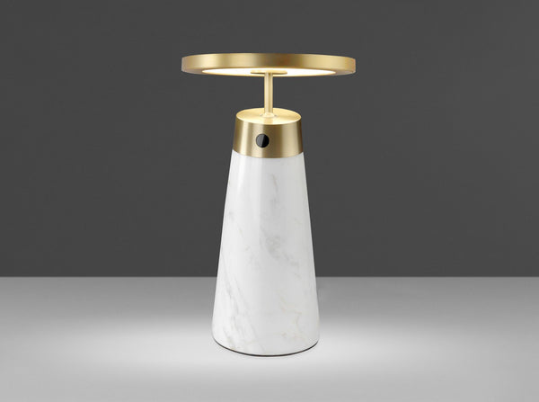 Table lamp in white marble and gold steel