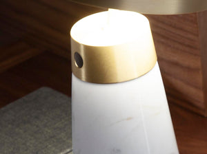 Table lamp in white marble and gold steel